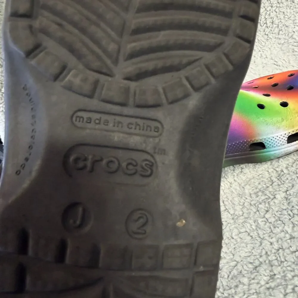 CROCS Classic Solarized Rainbow Clogs Kids  US J 2 Tie Dye Slip On Water Beach